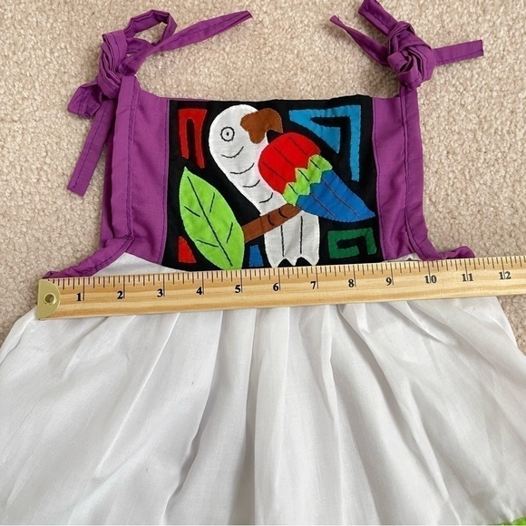 Mola Dress Parrot Design Handmade by Kuna from Panama Toddler Girl 24-36 Months - Picture 10 of 11